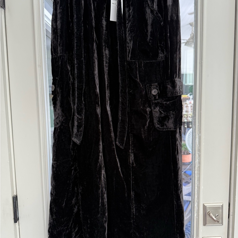 Luxurious Black Velvet Wide Leg Pants NWT originally $129